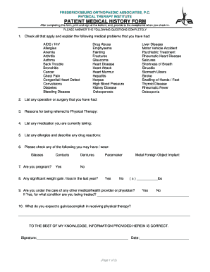 Patient Medical History Form