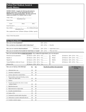Patient Medical History Form