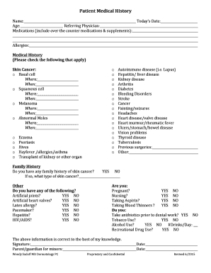 Patient Medical History Form