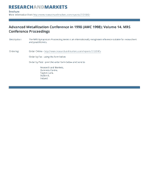 Fax Order Form for Research and Markets