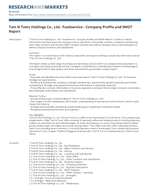 Tom N Toms Holdings Co. Ltd. Company Profile and SWOT Report