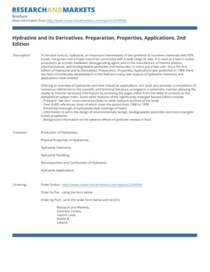 Hydrazine and its Derivatives Order Form