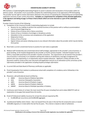 IPN Universal Provider Credentialing Application