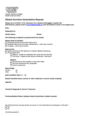 Clinical Nutrition Consultation Request