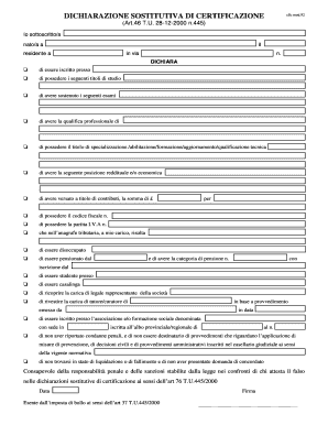 Dichiarazione Sostitutiva di Certificazione