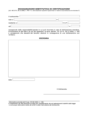 Dichiarazione Sostitutiva di Certificazione