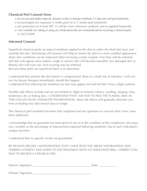 Chemical Peel Consent Form