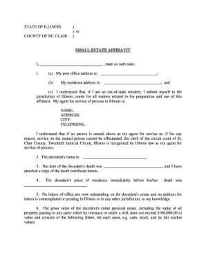 Alabama small estate affidavit - ILLINOIS bSMALL ESTATEb AFFIDAVIT - St Clair County Circuit Clerk