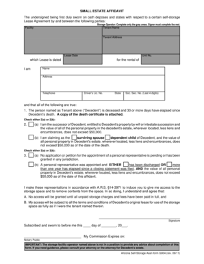 WAZSAFORMSGENERALG004Small Estate AffidavitSmall Estate Affidavit 2G004wpd - azselfstorage