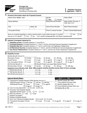 Principal Disability Insurance Application