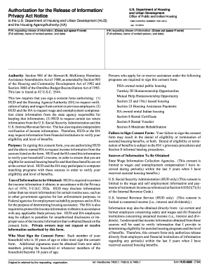 HUD Authorization for Release of Information