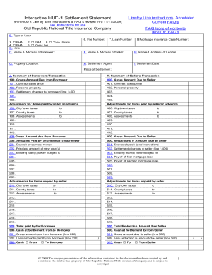 HUD Settlement Statement Fillable Form