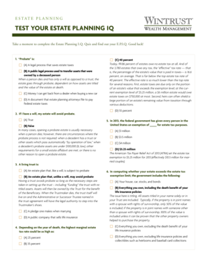 Estate Planning I.Q. Quiz