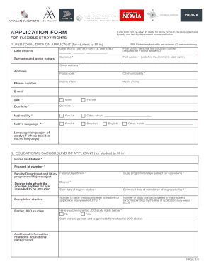 Application Form for Flexible Study Rights