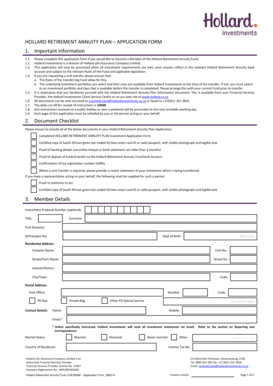 Hollard Retirement Annuity Plan Application Form