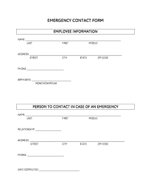 Emergency contact form template - EMERGENCY CONTACT FORM - GE Energy