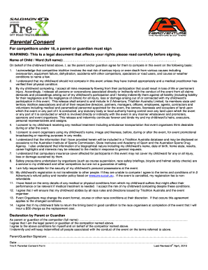 Parental Consent Form for Competitors Under 18