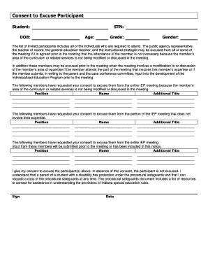 Consent to Excuse Participant Form