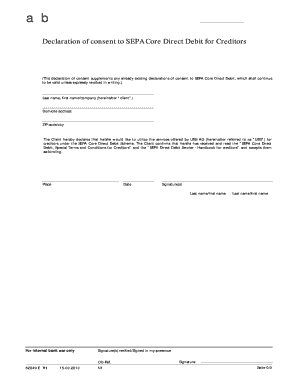 SEPA Core Direct Debit Consent Form