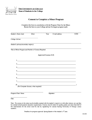 University of Chicago Minor Program Consent Form