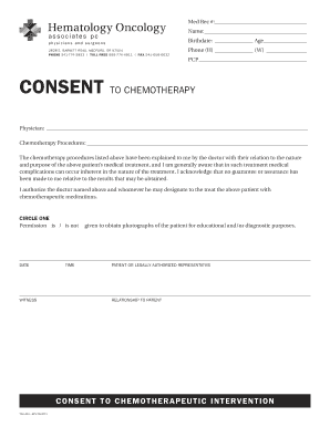 Consent to Chemotherapy Form