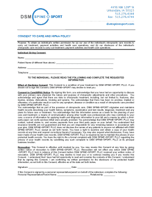 Consent to Care and HIPAA Policy