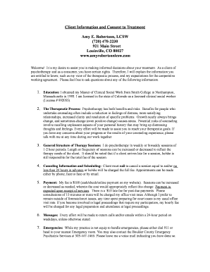 Client Information and Consent to Treatment