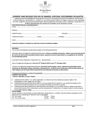 Consent and Release for Use of Images