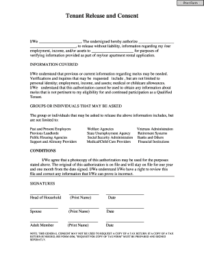 Tenant Release and Consent Form