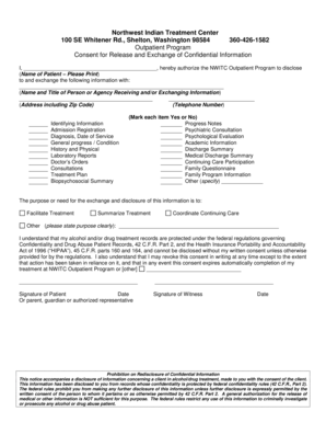 Consent for Release and Exchange of Confidential Information