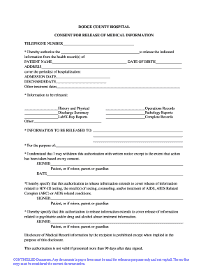 Dodge County Hospital Medical Information Release Form