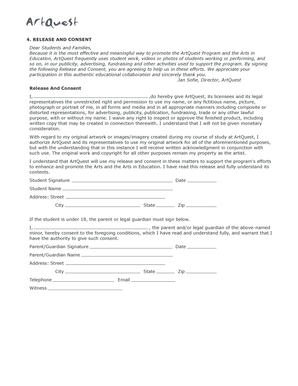 ArtQuest Release and Consent Form