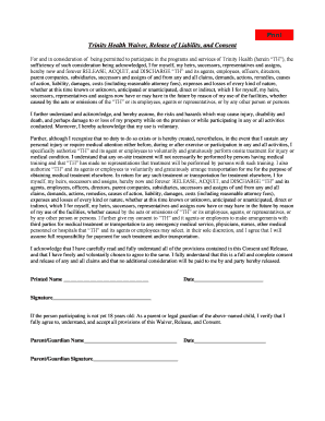 Trinity Health Waiver Release Consent