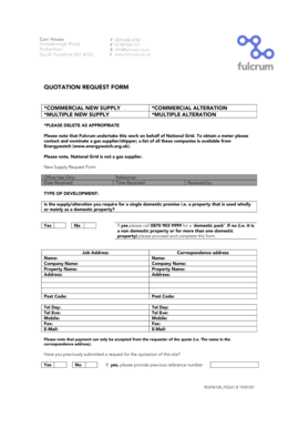 Quotation Request Form for Gas Supply