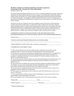 Student Consent to Release Education Records to Parents