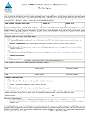 FERPA Consent Form for Access to Educational Records