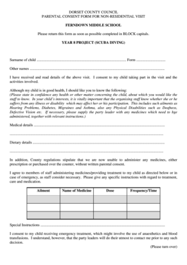 DORSET COUNTY COUNCIL PARENTAL CONSENT FORM FOR ... - fernmid dorset sch