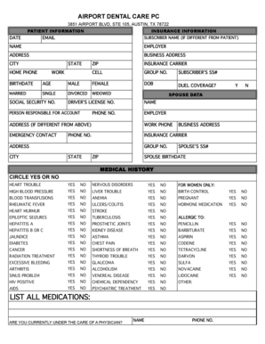 Patient Medical History Form