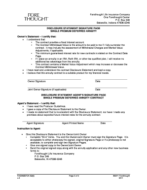 Single Premium Deferred Annuity Disclosure Statement