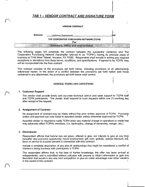 Vendor Contract and Signature Form
