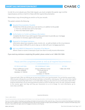 Chase Short Sale Information Packet