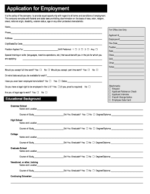 Employment Application Form