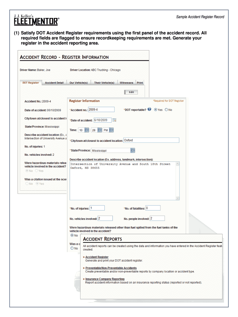 Fillable Online Sample Accident Register Record Fax Email Print pdfFiller