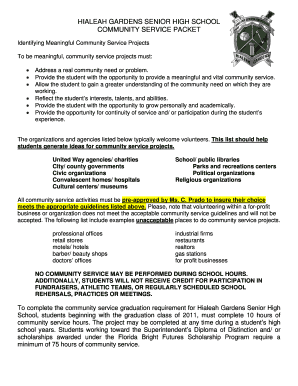 HIALEAH GARDENS SENIOR HIGH SCHOOL COMMUNITY SERVICE PACKET - hghs dadeschools