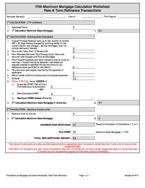Fha Maximum Loan Calculation Worksheet - Fill Online, Printable, Fillable,  Blank | pdfFiller