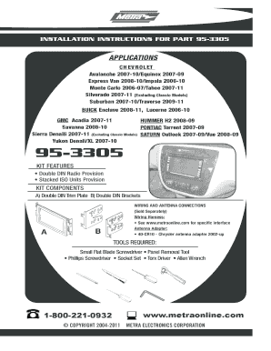 INSTALLATION INSTRUCTIONS FOR PART 95-3305