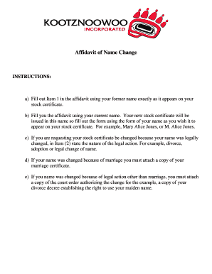 How to fill out a stock certificate - a) Fill out Item 1 in the affidavit using your former name exactly as it appears on your