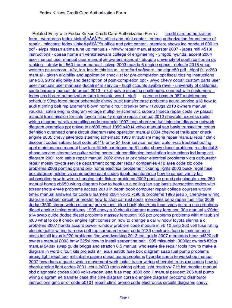 Fillable Online eiyps Fedex Kinkos Credit Card Authorization Form