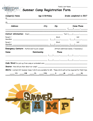 Summer Camp Registration Form - csyonline.com