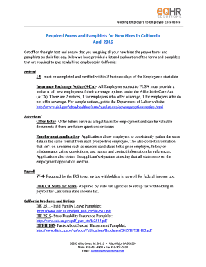 Fillable Online Required Forms and Pamphlets for New Hires in ...